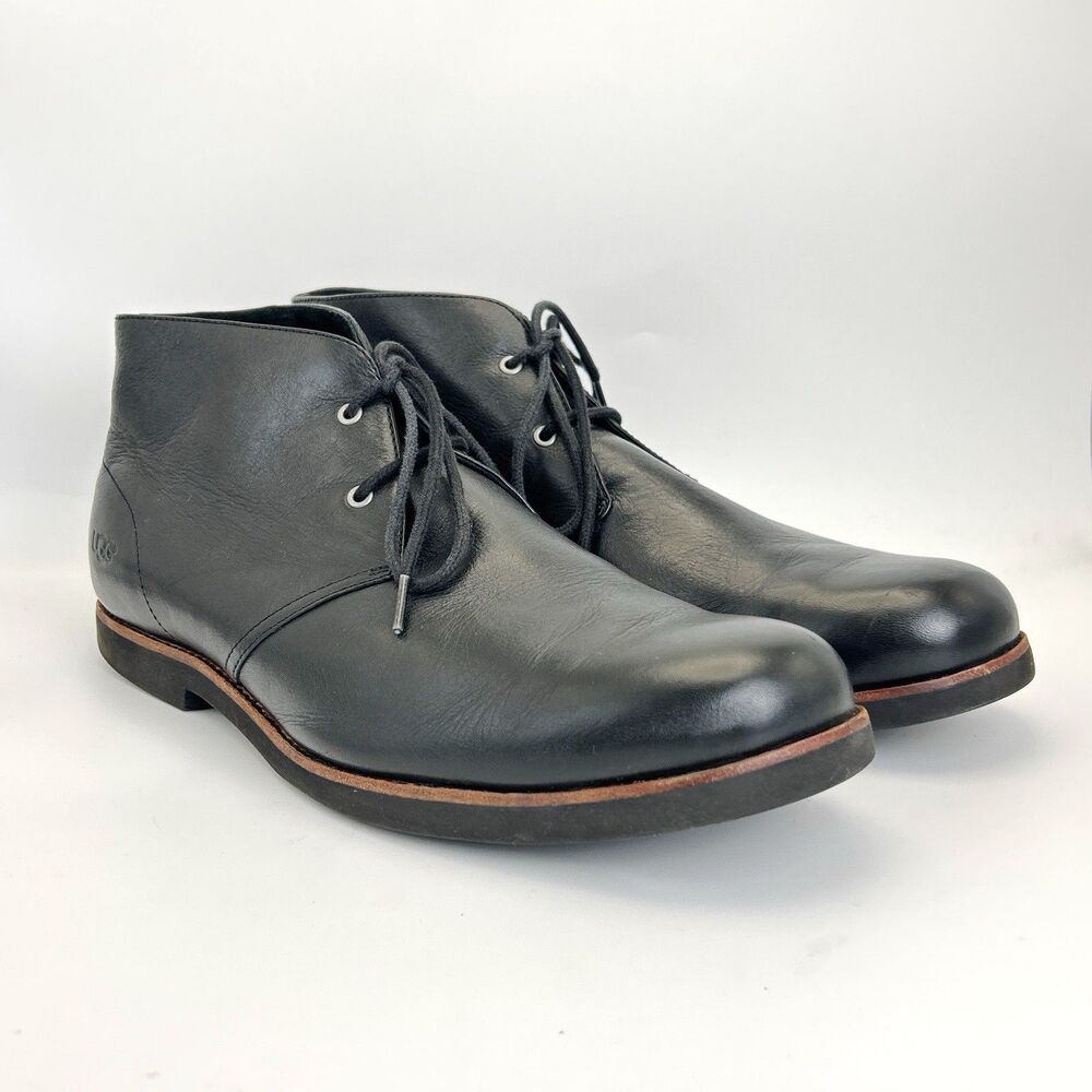 UGG Dagmann Chukka Boots Mens Sz 15 Black Leather Lace-Up Casual Comfort Dress